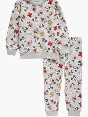Disney Grey Mickey Mouse Kids Sweat Set with Red and Yellow Accents